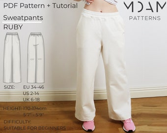 Sweatpants Ruby Digital PDF Sewing Pattern with Instructions - Heights 170-174cm