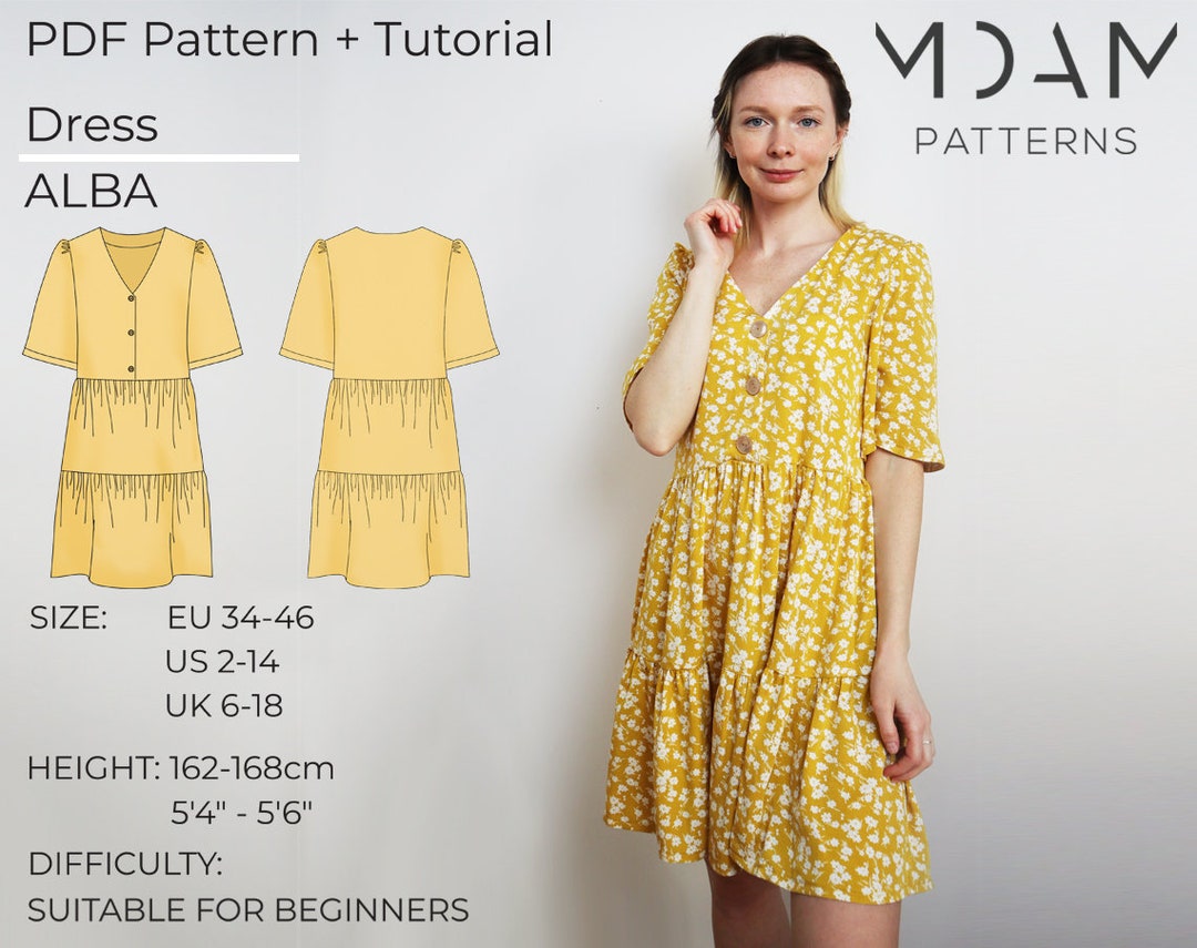 Dress Alba Digital PDF Sewing Pattern With Instructions - Etsy UK