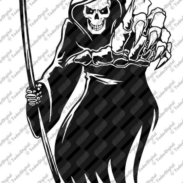 Grim Reaper Svg File - Skeleton Svg - Grim Reaper Decal - Halloween Svg - Vector Graphics - Svg For Cricut - Svg For Silhouette