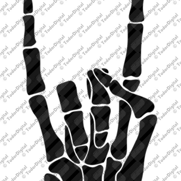 Rock Hand Svg - Rock on Skull Svg - Skeleton Svg - Skeleton Hand - Rock n Roll - Svg For Cricut - Svg For Silhouette - DXF - EPS - PNG