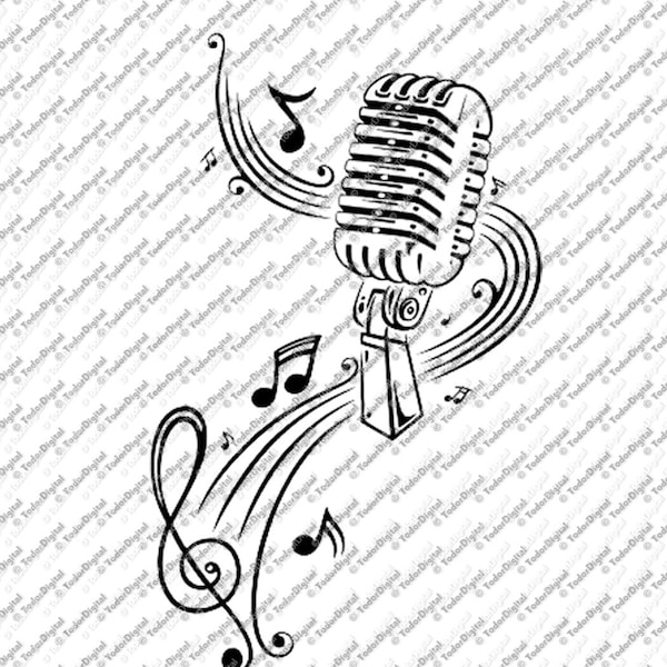 Microphone Svg File - Music Svg Design - Melody Clipart - Microphone Clipart - Vector Graphics - Svg For Cricut - Svg For Silhouette