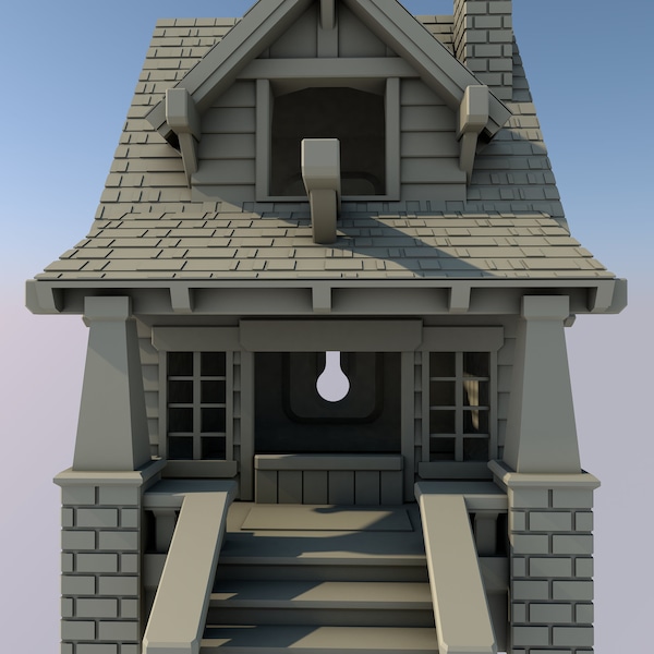 The American Bungalow Birdhouse STL File, Birdhouse 3D Print File, Bungalow 3D Print File, 3D House STL file, Birdhouse STL File,