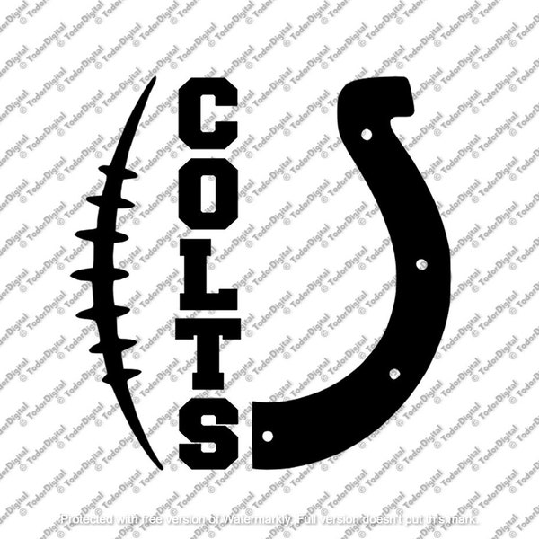 Football Svg File - Football Clipart - Colts Team Mascot Svg Design - Football Cut File - Svg For Cricut - Svg For Silhouette - DXF - EPS