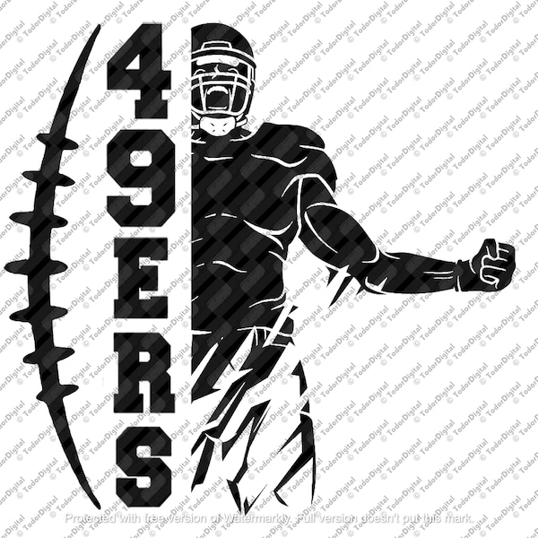 Football Svg File - Football Clipart - Football Cut File - 49ERS Team Cut File - Svg For Cricut - Svg For Silhouette - DXF - EPS - PNG