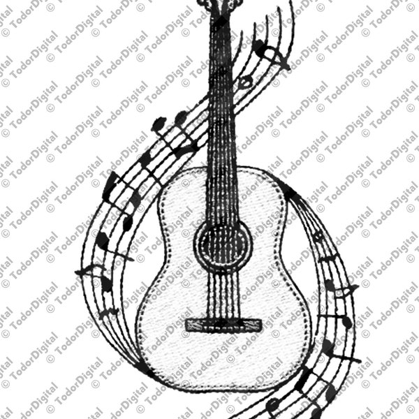 Guitar Svg File, Notes Svg, Music Svg Design, Music Notes Svg, Guitar Vector Graphics, Guitar Cut File, Guitar Design, Guitar Clip Art