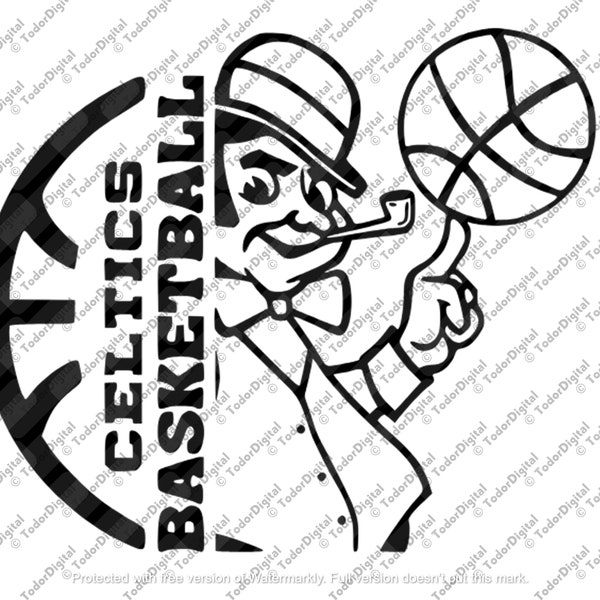 Basketball Svg File - Basketball Clipart - Celtics Basketball Team Mascot Cut File - Svg For Cricut - Svg For Silhouette - DXF - EPS  - PNG