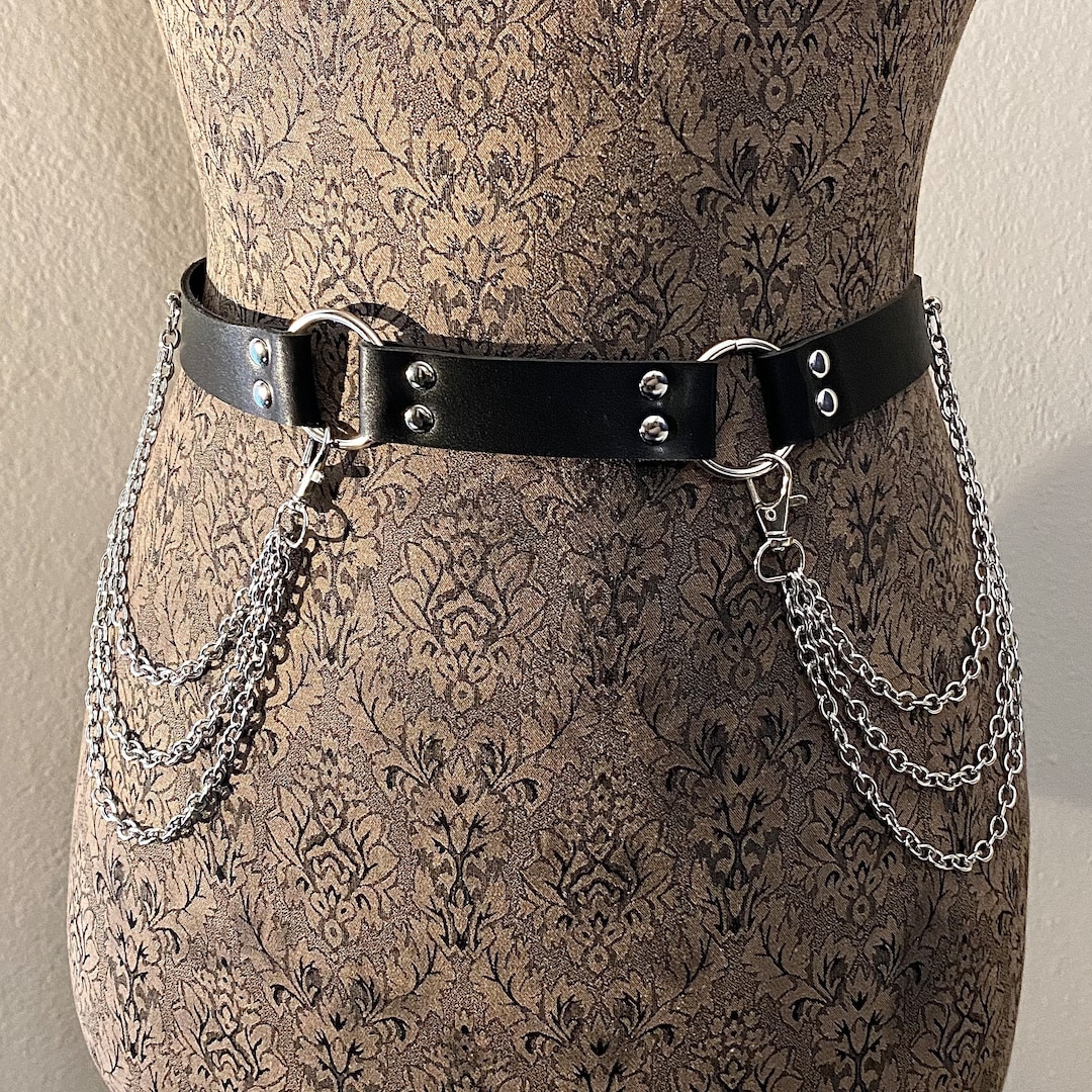 Vegan Leather Chain Belt