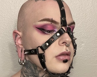 Vegan Leather Spiked Face Harness