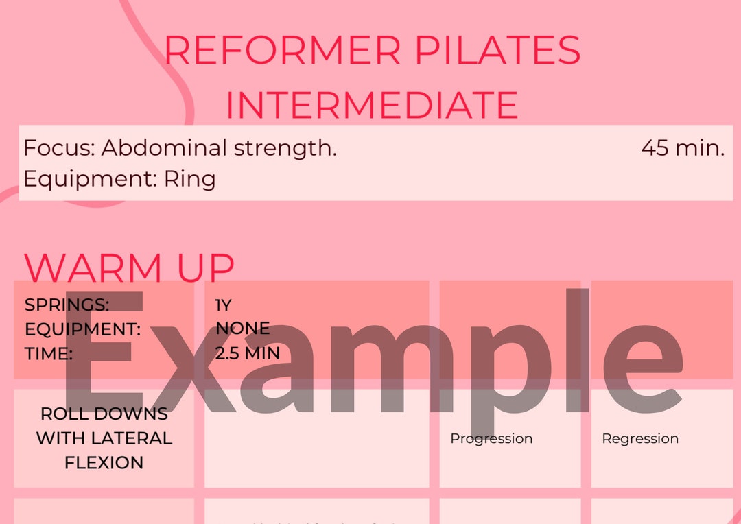 Reformer Pilates Class Plan for Abdominal Strength Etsy