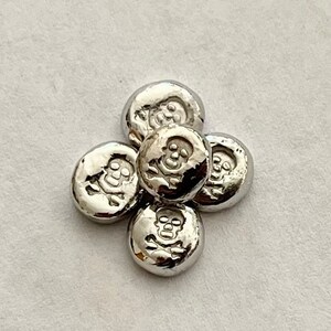 1 g PALLADIUM bar 9995 fine Pirate Skull & Bones. 1 pure solid 99.95% / .9995 / 9995 bar from pile per purchase.