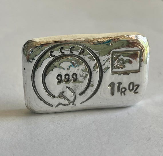 Solid .999 Fine Silver Bar, Russian CCCP, Hand Poured (100g, 50g, 1oz)