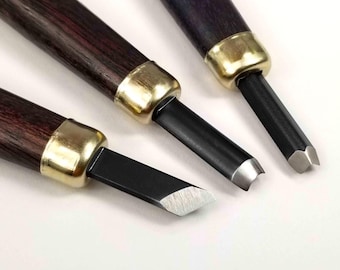 Japanese chisels for woodcut and linocut, 3 pcs.