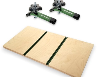 Mini top 60x30cm with 2x hold down and profiles base for sled or drill table
