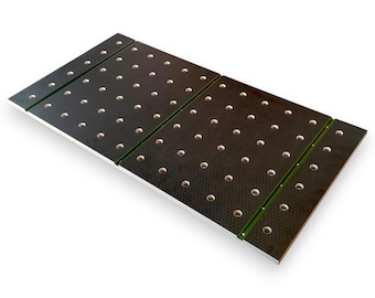 Woodworking workbench top MFT 1200x610mm with 20mm holes and T-track profiles, plywood