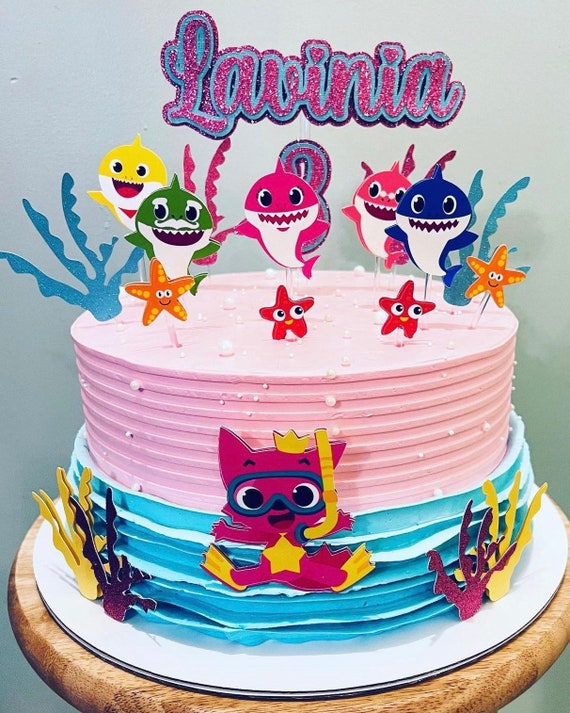 Baby Shark Girl Cake Topper Baby Shark Pink Baby Shark Etsy