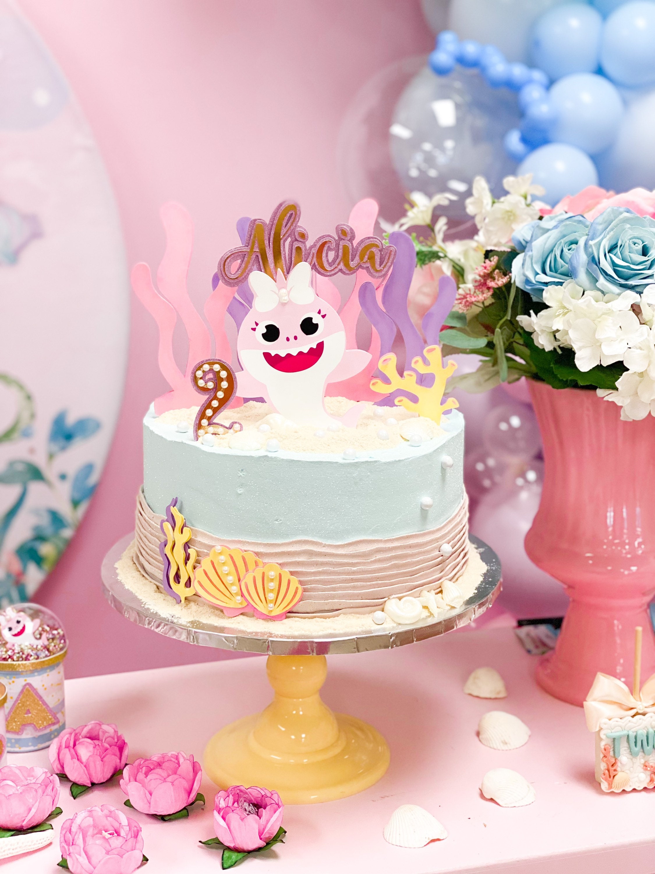 Baby Shark Girl Cake Topper Baby Shark Pink Baby Shark Etsy