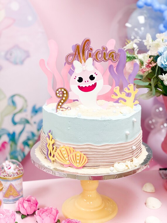 Baby Shark Girl Cake Topper Baby Shark Pink Baby Shark Etsy