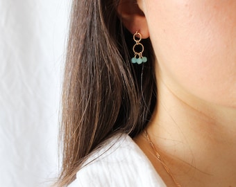 Amazonite dangling earrings, stone earrings, natural stone earrings, blue dangling earrings