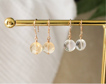 Natural stone earrings, crystal earrings, citrine earrings, gold earrings, fine stone earrings, fine gold earrings
