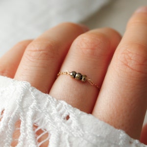 Fine hematite stone ring, Hematite stone women&#39;s ring, Semi-precious stone women&#39;s ring, Gold-plated women&#39;s ring, Stone ring