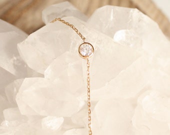 Fine Zirconium stone bracelet, Zircon stone bracelet, Natural stone bracelet, thin bracelet, gold plated bracelet, fine gold bracelet