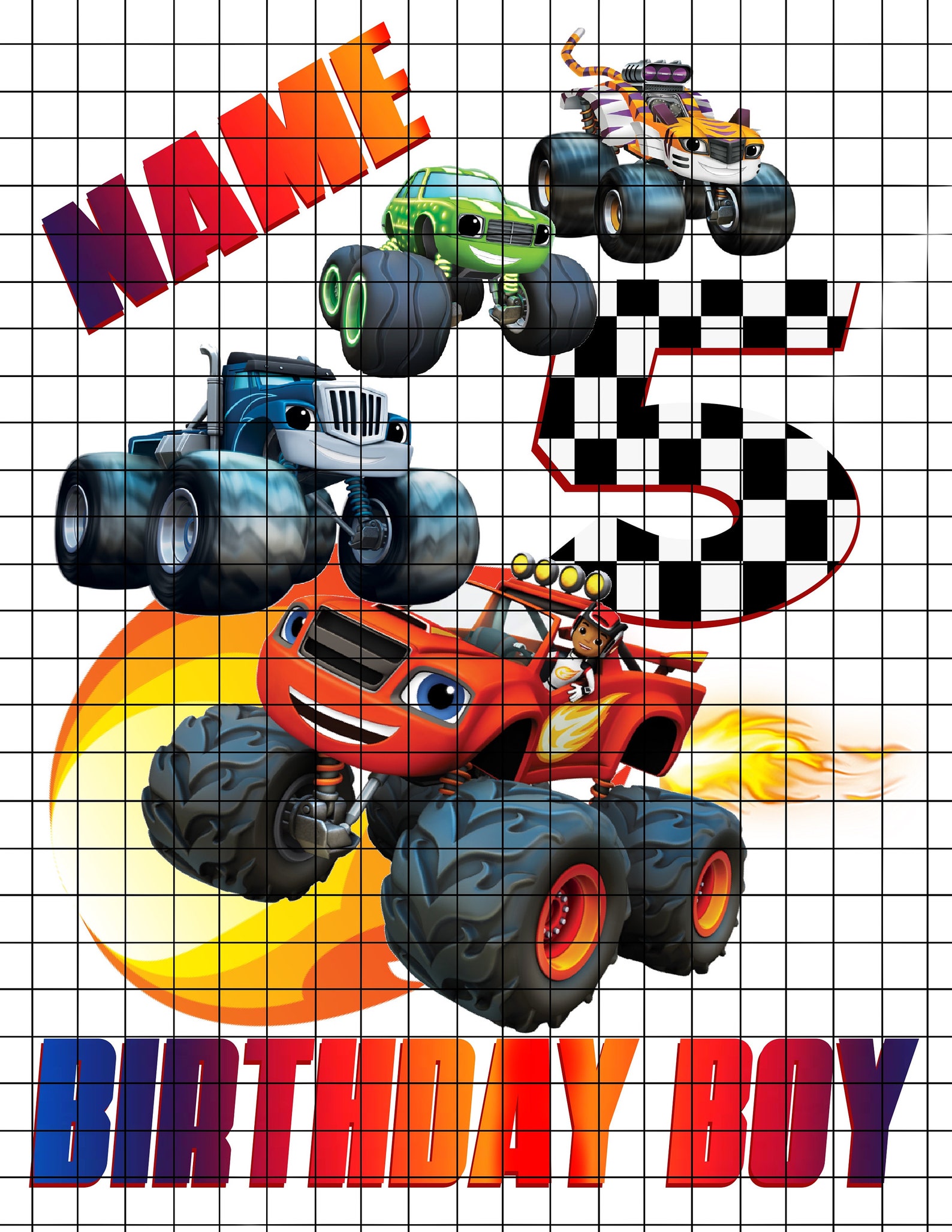 Blaze and the Monster Machines Personalized Birthday Boy PNG | Etsy