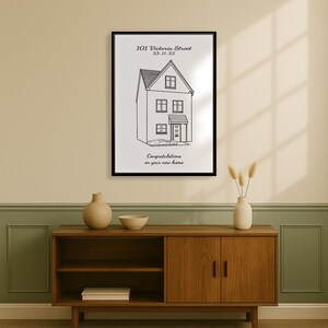 Personalised New Home, First Home Line Art, Framed Picture, Home Decor