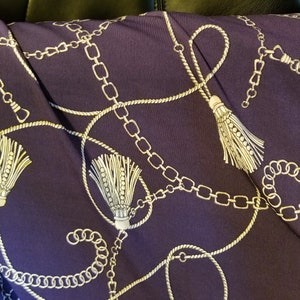 Navy  print chains, Fashion Print Cotton Spandex 58&quot; Wide, sold by yard