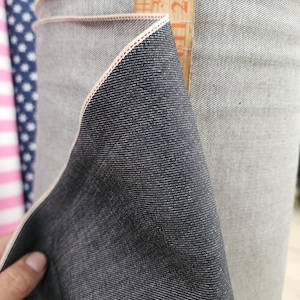 AD Fabric Cotton Denim Selvedge indigo Dark Blue stretch, 33&quot; wide, sold by yard