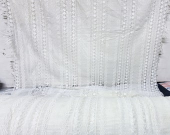 Lace white Fabric,  Polyester 54", Sold by Yards