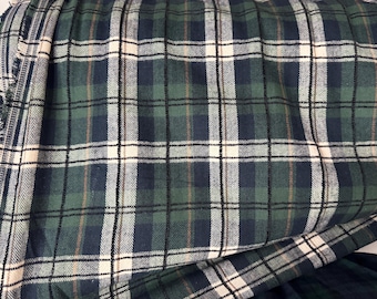 Green and navy  Plaid Flannel Fabric, 100% Cotton Tartan by Yard
