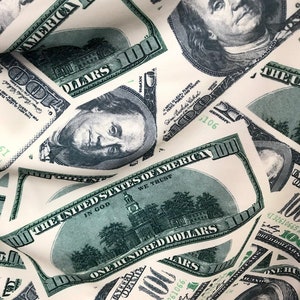 100 Dollar Bills Money Green Print Fabric ,Cash Money Print, Four way Stretch Spandex Fabric Money Print , sold by yard
