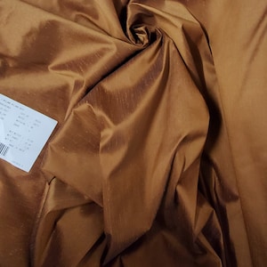 Shantung Dupioni Faux Silk Fabric, Rust color,  58&quot; Wide, Made in India
