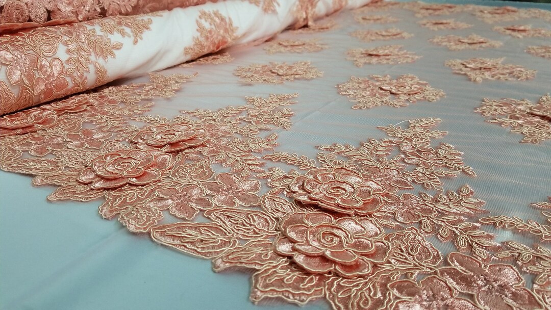 Postgrado  FELINA Beige Floral Embroidered Sheer Lace Full