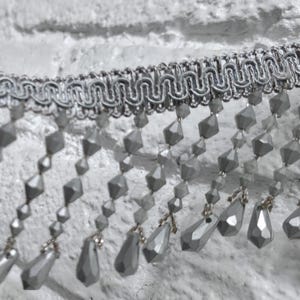 Braided Hanging Beads, Color Metallic silver Tassel Trim Fringe Fabric  Trimming Handwork DIY Craft Sewing Accessory Lace for Decoration