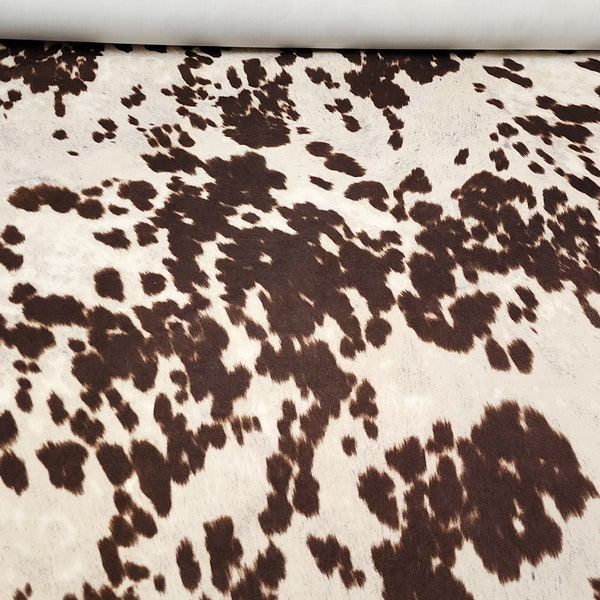 Tissu d'ameublement marron à imprimé vache, 58 pouces de large, vendu par mètre