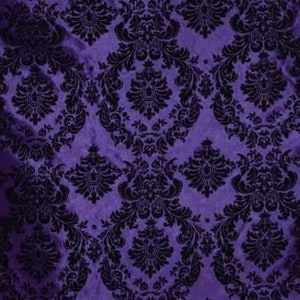 Tecido tafetá roxo veludo preto flocado damasco por jarda 60&quot; de largura, tecido por jarda