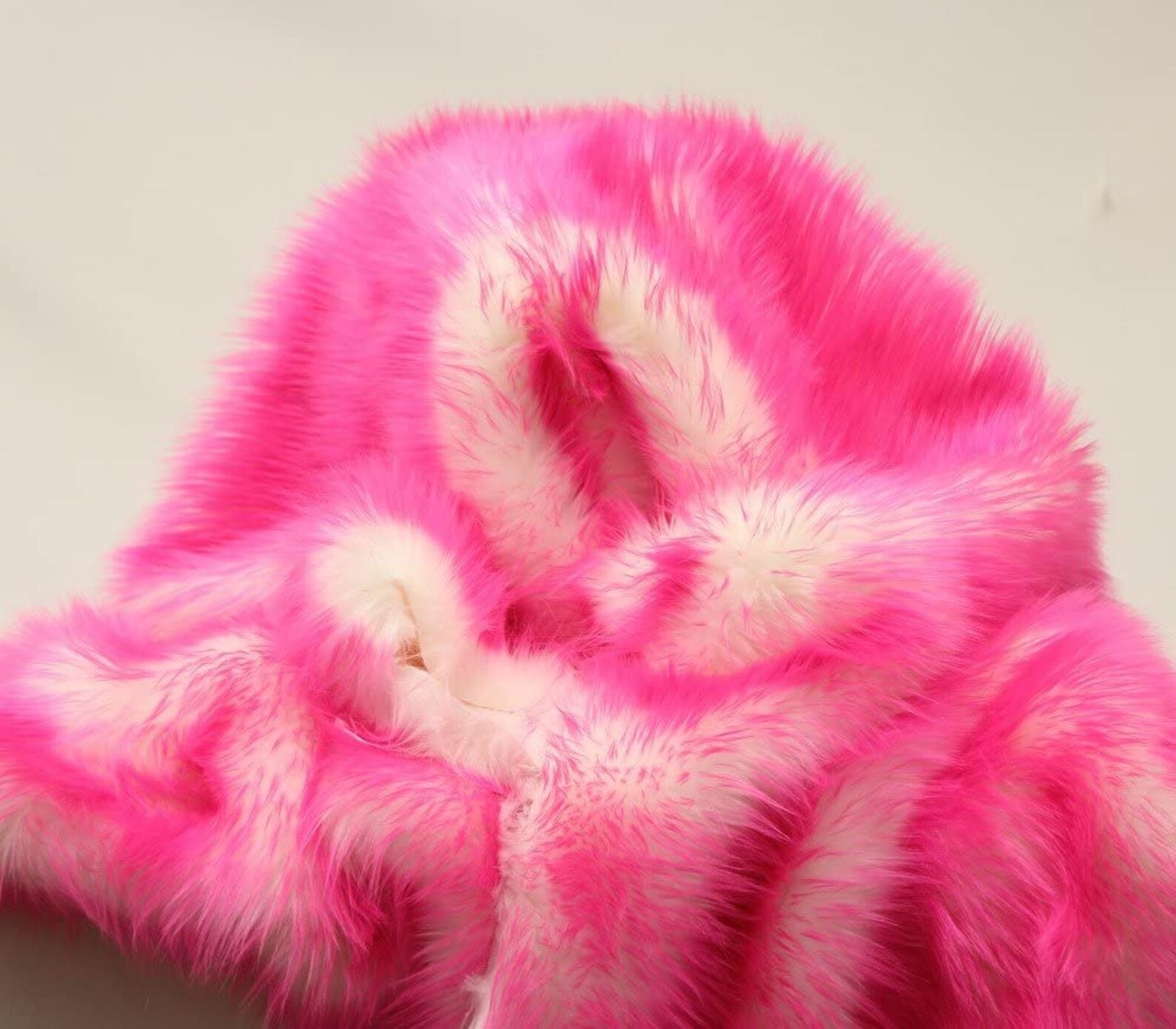Cotton Candy Design Shaggy Faux Fun Fur- 2 Tone Super Soft Fur. Sold By Yard Green/Off White