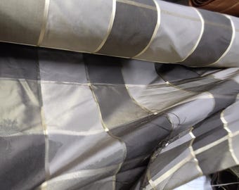100% Silk Taffeta Fabric, Olive Plaid Tartan, 54" Wide, By Yard
