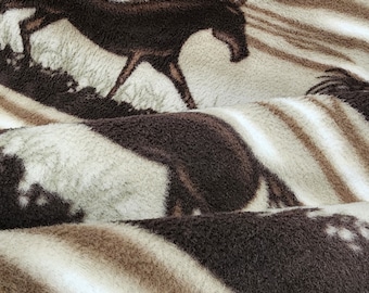 Ad Fabric,  Horse print,  Polar Fleece Fabric Prints Antipill Winter Fabric Wild Horses  Fleece Fabric / 60" Wide/Sold by The Yard