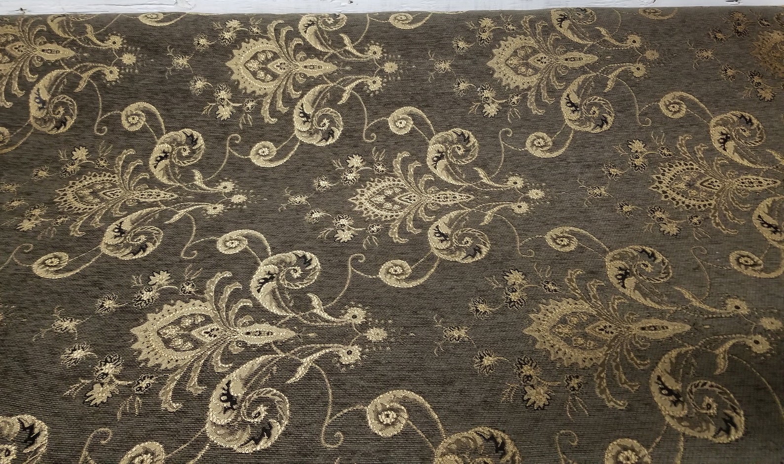 Damask Floral Chenille Fabric Upholstery Fabric Sage Olive Etsy
