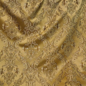 Damask Jacquard Brocade, victorya Classic Fabric 110&quot; Wide, Color GOLD , Sold by Yard