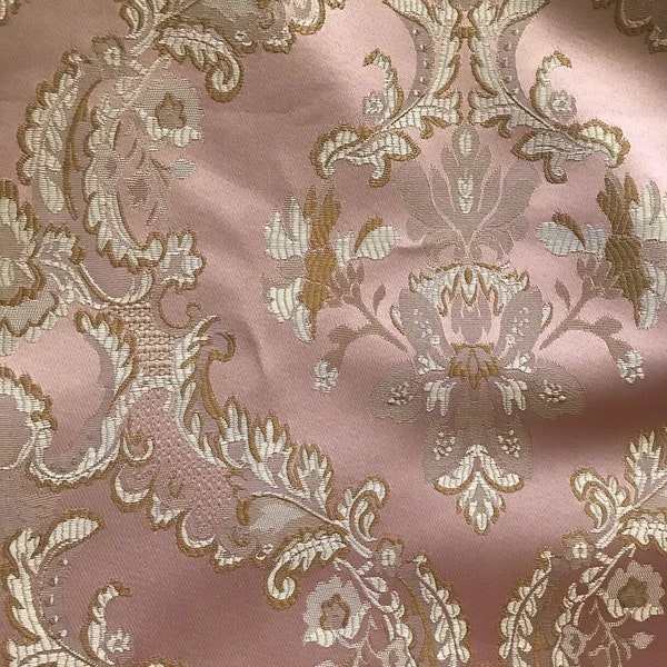 Damask Jacquard Brocade, victorya Classic Fabric 110" Wide, Color Rose/gold, Sold by Yard