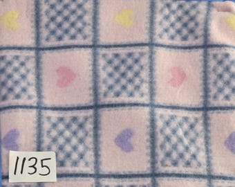 Fleece Fabric,  Checkered Hearts Pink print ,  Fleece Polar, anti pill, By The Yard 60" Wide