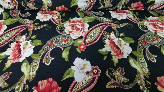 Ad Bulgari Print Multi Color Paisley Printed Spandex Jersey Knit