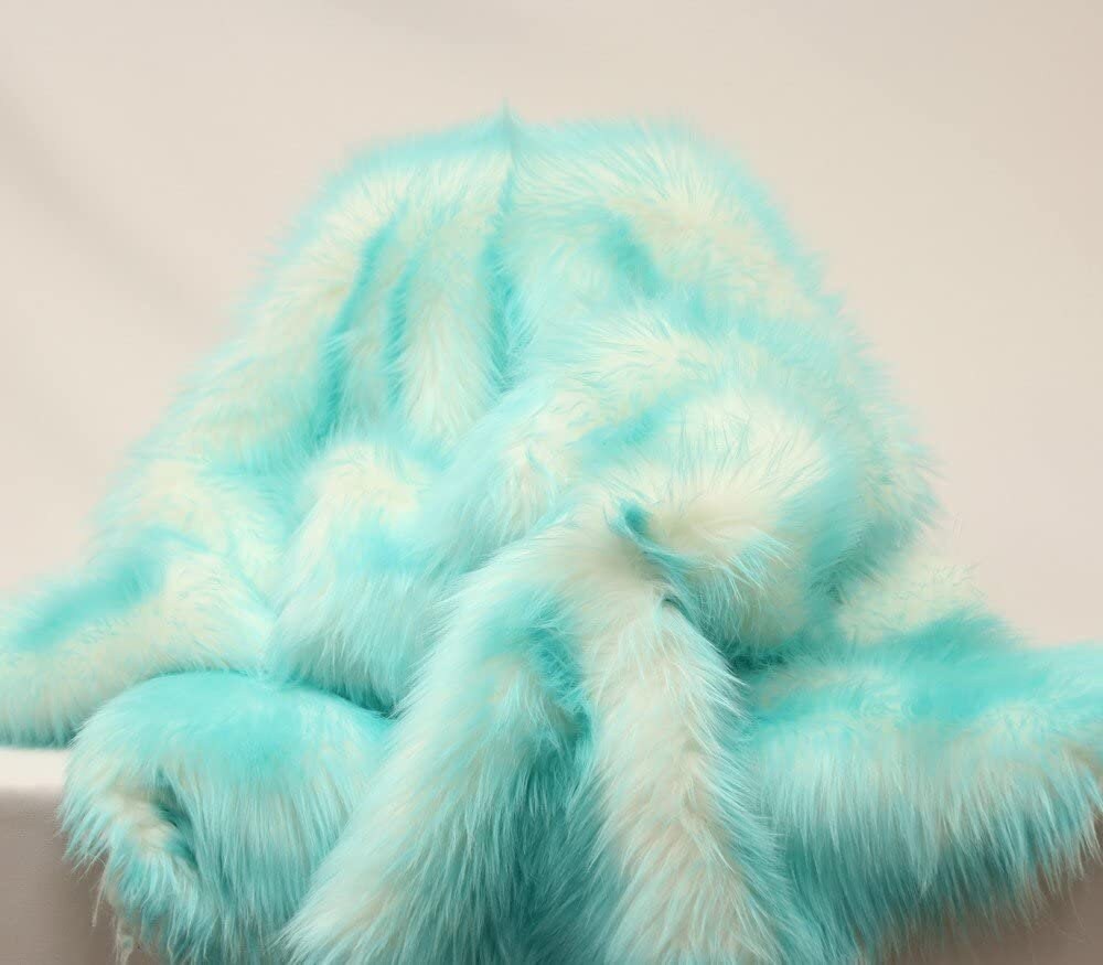 Cotton Candy Design Shaggy Faux Fun Fur- 2 Tone Super Soft Fur. Sold By Yard Green/Off White main image 0