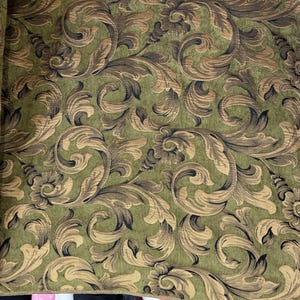 Chenille Fabric Upholstery, Jacquard Damask, floral 54&quot; wide, color SAge, sold by yard in continuous yards