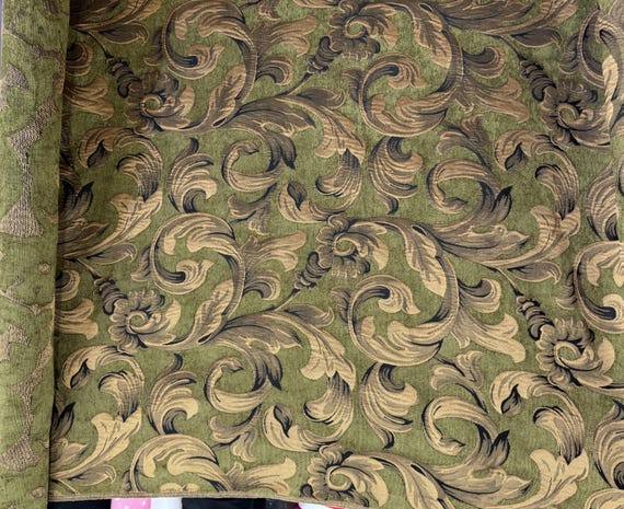 Tessuto per tappezzeria in ciniglia, damasco jacquard, floreale