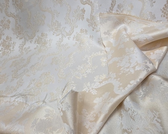 Jacquard Brocade, victorya Classic Fabric 110" Wide, Color Ivory/cream, Sold by Yard
