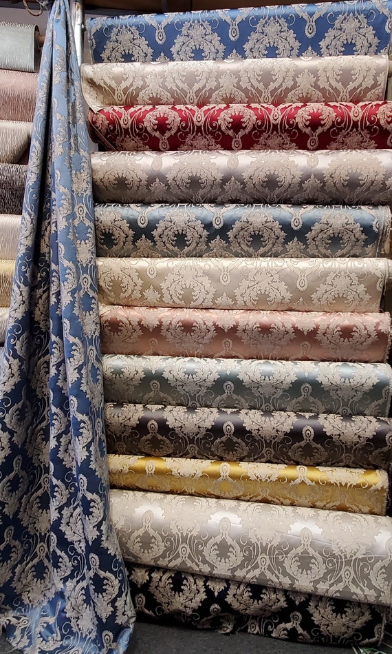 Damask Satin Drapery Upholstery Fabric Dark Red Jacquard Brocade Luxury Elegant Victorya Classic Fabric 60 Wide Sold by Yard Etsy